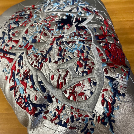 Let the Lion Roar Driver Cover - Red, White, and Blue on Silver